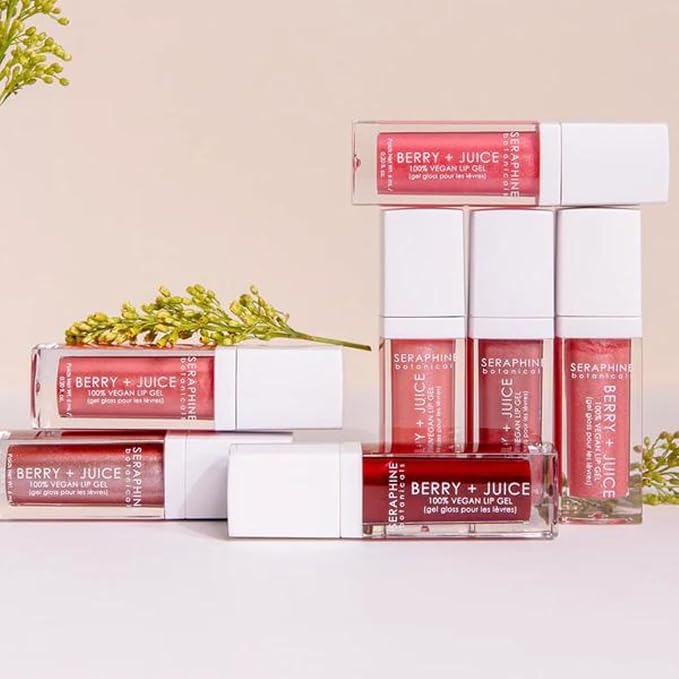 Seraphine Botanicals Berry + Juice - 100% Vegan Lip Gel Tinted Gloss 0.20 fl oz (Pink Berry)
