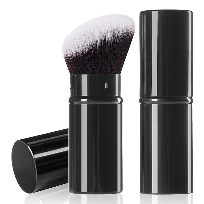 Keriloo Retractable Kabuki Makeup Brush,Angle Blush Brushes Powder Foundation Makeup Brush for Blending Liquid, Blush, Bronzer, Buffing, Sunscreen,Flawless Cosmetics
