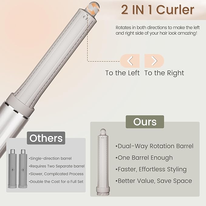1.2in Long Hair Curling Barrel Attachment for Shark FlexStyle, Auto-Wrap Curling Iron Curlers to Create Natural Classic and Textured Waves Loose Curls Waves
