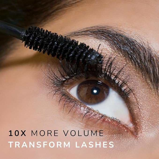 Emani Double Lash Mascara, Black, 3X Volume, Length & Lift, Hypoallergenic for Sensitive Eyes, Vegan & Cruelty-Free, Granite
