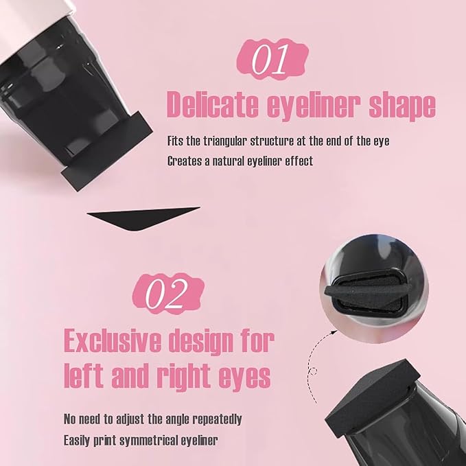 2PCS Gel Eyeliner Pencil Set, Foldable Eyeliner Stamp for Perfect Wings, Waterproof Eyeliners Tool, Smudge Proof Eyeliners Pen for Beginners (Black+Brown)