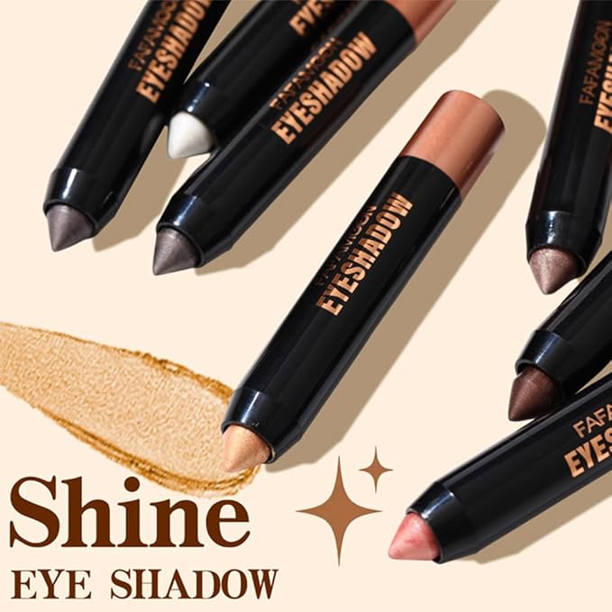 Monochrome Cream Glitter-Shimmer Eye Shadow Stick Palette makeup | 2-in-1 Eyeshadow & Eyeliner Pencil for Women | Waterproof, Vegan & Cruelty-Free | Sombras Para Ojos | 07 Shimmer Somke Grey