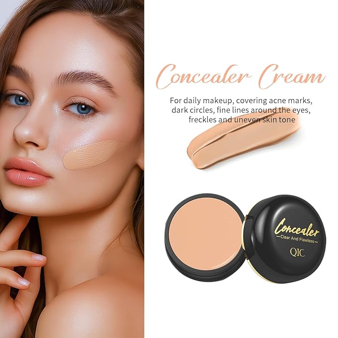Pot Concealer Full Coverage, Under Eye Concealer Waterproof, Color-Correcting Eye Brightener, Conceals Dark Circles, Wrinkles and Blemishes, Long-lasting Concealer Matte, Medium 0.53 Oz
