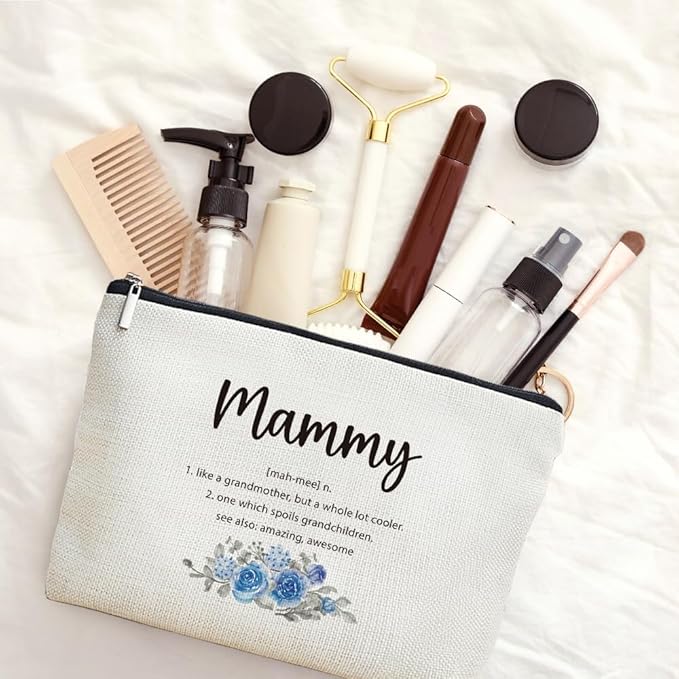 MOTERMATE Mammy Gifts Makeup Bag, Best Mammy Gifts for Christmas from Grandkids Cosmetic Bag for Women, Grandma Gift from Granddaughter Grandson Toiletry Bags Zipper Makeup Pouch