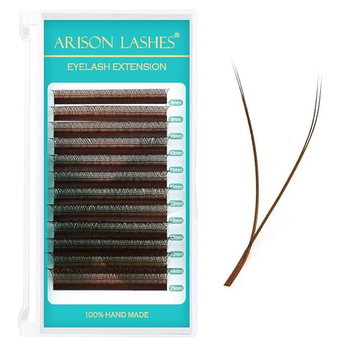 YY Eyelash Extensions C Curl 0.05mm Mixed Tray Lash Extension Easy Premade Fans 2D Soft Matte Black Volume Lashes Supply(Brown-0.05C-8-15mix)