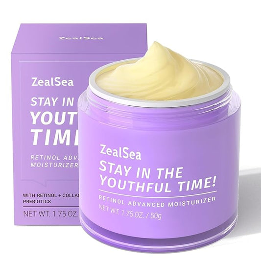 ZealSea Retinol Cream for Face with Collagen - Anti Aging Facial Moisturizer for Women to Tighten and Lift Skin, Firming Night Cream with Vitamin E and Hyaluronic Acid, 1.75 Oz