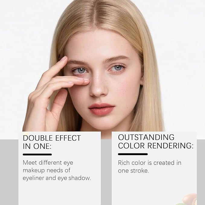 Eyeshadow Stick,2-in-1 Eyeliner & Eye Shadow Stick, Easily Blendable & Buildable, Waterproof, Creamy Easy-Glide, For Effortless Smoky Or Natural Eye Makeup(03+04)