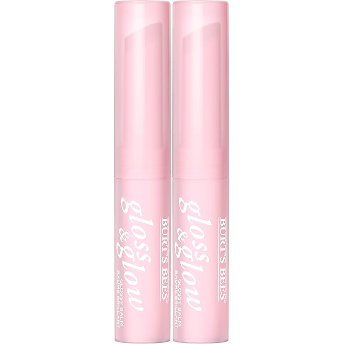 Burts Bees Gloss and Glow Glossy Balm, 100% Natural Origin, Wine Wednesday, 1 Tube, Pack of 2