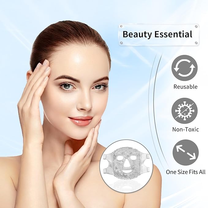 CONBELLA Cold Face Eye Masks Ice Face Mask Hot Cold Compress For Dark Circles, Puffiness, Migraines, Headache, Stress, Redness, Cooling Face Masks For Women Man, Skin Care