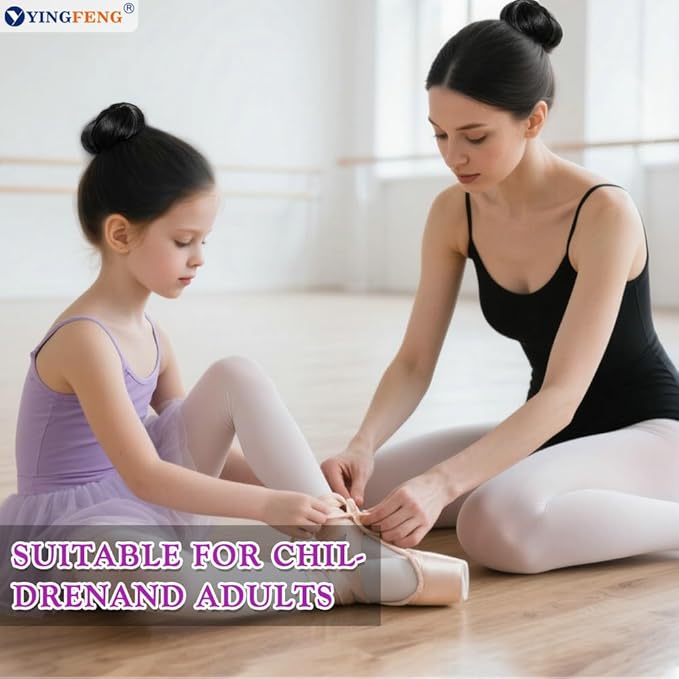 YINGFENG 134 Pcs Black Hair Bun Maker Kit Medium - 4 Bun Hair Pieces for Women, 20 Hair Net for Buns, 100 Bobby Pins for Women, 10 Hair Bands, for Ballet Styling, Hair Accessories for Girls
