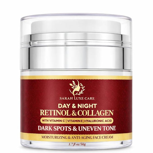 Dark Spot & Uneven Tone Face Cream with Retinol & Collagen – Anti-Aging Day & Night Moisturizer with Hyaluronic Acid for Women & Men, 1.7 oz
