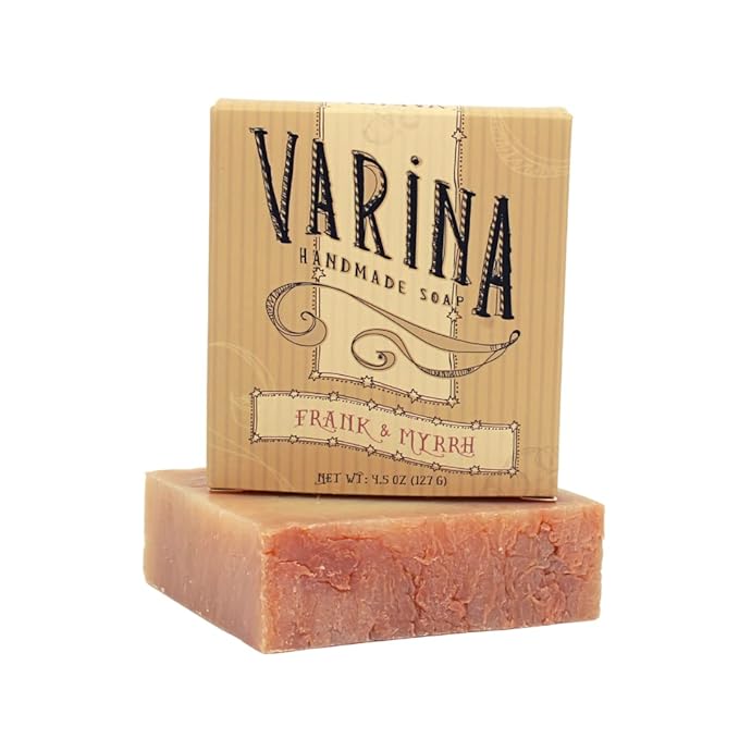 Varina Organic Frank and Myrrh Bar Soap - Gentle Cleansing for Sensitive Skin, Earthy Scents - 3 Pack - Experience Healthy and Glowing Skin