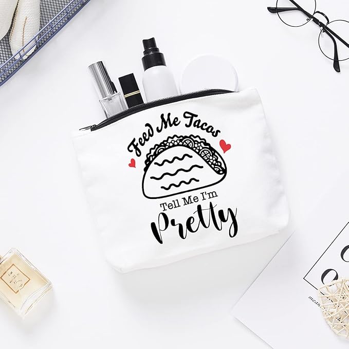 IHopes+ Funny Makeup Bag Gift for Women Best Friends Sister Taco Lover | Cute Taco Makeup Zipper Pouch Bag Cosmetic Travel Accessories Bag Toiletry Case Gifts for Birthday Christmas