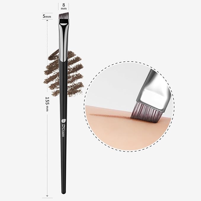 DUcare Angled Eyebrow Brush Precise Eye Brow for Shaping Definition, Ideal for Eyebrow, Eyeliner, Detail Work, Vegan