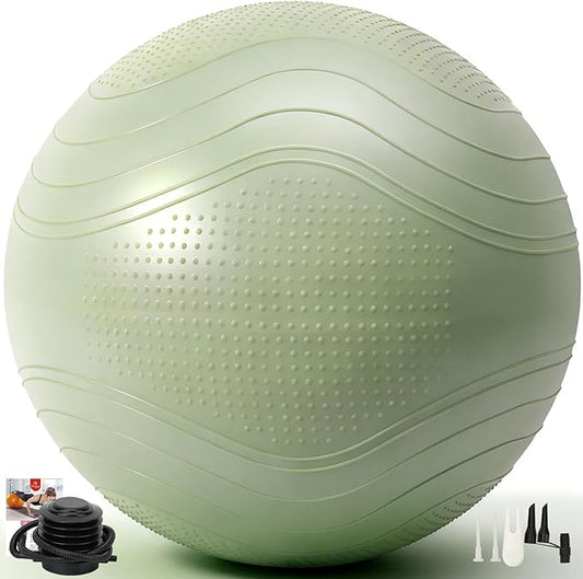 Gruper Yoga Ball, Multiple Sizes Non Slip Exercise Ball for Workout, Birthing, Balance, Stability, Pregnancy, 2200LB Capacity, Anti Burst Chair for Home and Office, Includes Quick Pump & Fitness Guide