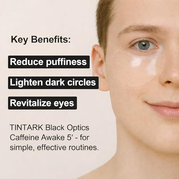 Tintark Black Optics Hydrogel Eye Patches 28 Pairs, 5-Min Revitalizing Eye Masks with Caffeine Peptides Black Truffle, Reduce Puffy Eyes Dark Circles & Wrinkles, Luxury Spa Gifts for Men & Women