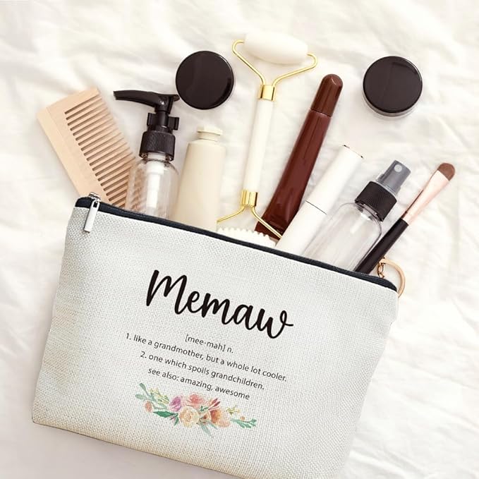 MOTERMATE Memaw Gifts Makeup Bag, Best Memaw Gifts for Christmas from Grandkids Granddaughter Grandson Cosmetic Bag for Women, Grandmother Gift Toiletry Bags Zipper Makeup Pouch