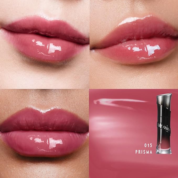 Lunara Frost 3D Lip Gloss, 015 Prisma - Rosy Mauve, High-Shine Glossy Finish, Juicy Pigment Lip Gloss with 3D Plumping Effect, 24H Hydration with Hyaluronic Acid, Non-Sticky Cushiony Gel