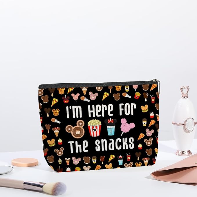 kdxpbpz Magic Kingdom Lover Gift Halloween Snacks Cosmetic Bag Snacks Bag for Travel Cute Toiletry Bag for Girls Teens Friends Makeup Organizer Zipper Pouch (for The Snacks Black)