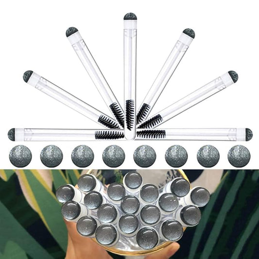 Dming 20 Pieces Disposable Mascara Brushes Eyelash Brush Lash Wand Diamond Mascara Wands with Tube Makeup Tool Lash Spoolies Sanitary Brushes Lash Extension Supplies (tube sky black 20)