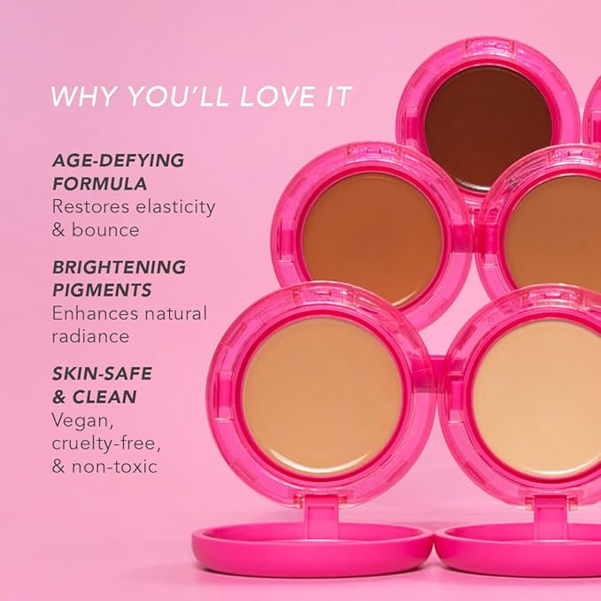 Doll 10 Peptide Bounce Balm Foundation™ – Hydrating, Age-Defying Foundation for Older Women, All Skin Types – Vegan, Clean, Natural, Medium Buildable Coverage, Blurs Fine Lines - [Medium]