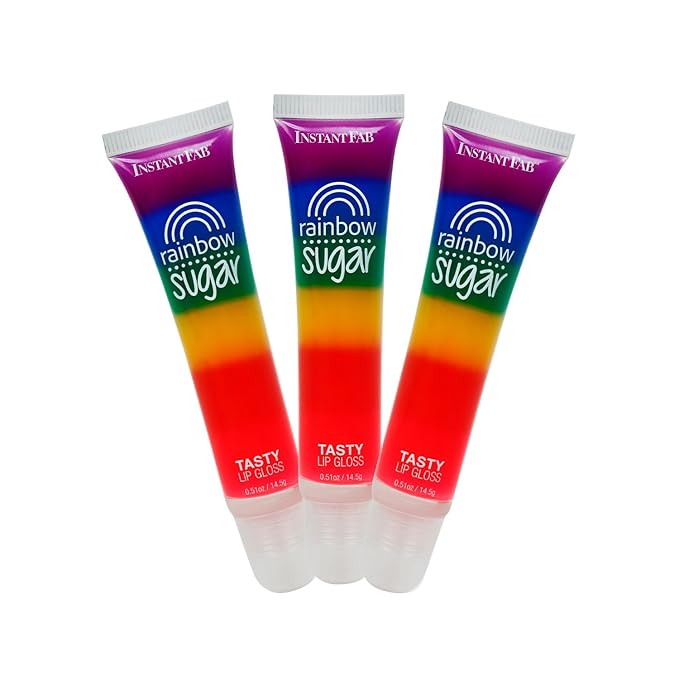 STUDIO LIMITED Instant Fab Crystal Shiny Rainbow Lip Gloss Long Lasting Ultra Hydrating Plumping Lip Gloss for women girls Value Pack 14ml/ 0.47oz (Rainbow, 3 Pcs)