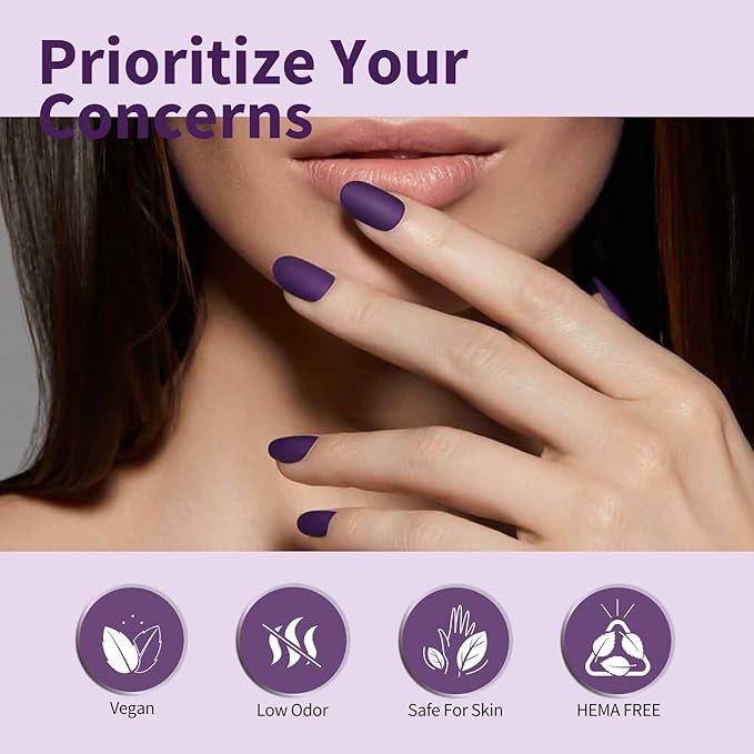 CANNI Dark Purple Gel Nail Polish, 1Pcs Purple Gel Polish Lavender Color High Gloss Soak Off U V Nail Manicure Salon DIY