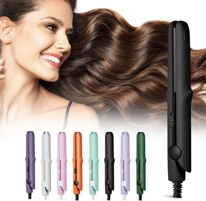 Mini Dual Purpose Curling Iron, 2026 New 2 in 1 Mini Curling Wand & Flat Iron Hair Straightener, Portable Travel Curling Wand for Women Short Hair, Hair Straightener for All Hair Types (Black)