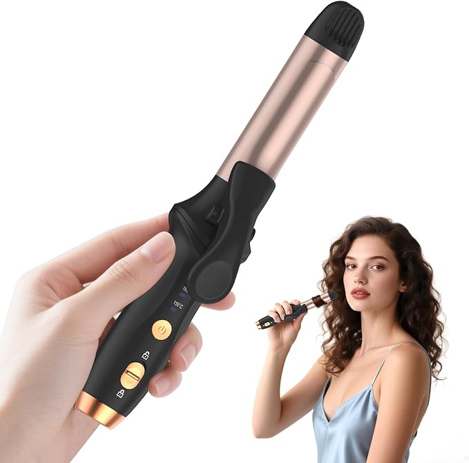 Cordless Curling Iron Hair Curler: Mini USB Rechargeable 4000 mAh 3 Temp Setting Travel Portable 200 Million Negative Ion for Long Short Hair