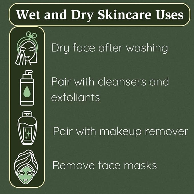 Merbeau Clean Facial Towels for Sensitive Skin, 100% USDA Biobased Face Towels, 50 Count, Ultra Soft, Makeup Remover Dry Wipes, Cotton