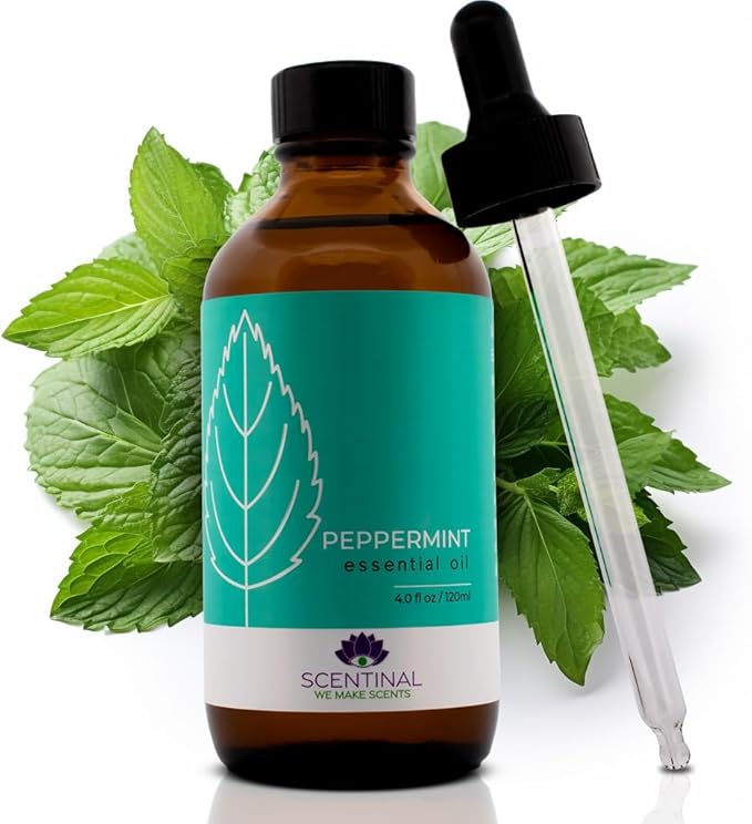 Scentinal Premium Essential Oil - 100% Pure, Natural & Authentic - Extra Large 4oz Bottle (120ml) with Eyedropper - Refreshing Aromatherapy Experience (4 oz / 120ml, Peppermint)