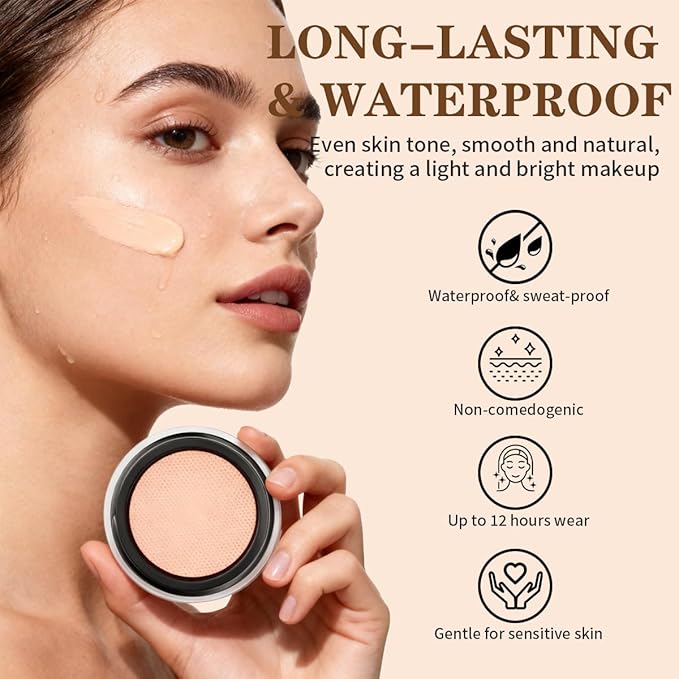 QIC Pot Concealer Full Coverage - Under Eye Concealer Waterproof to Cover Dark Circles, Blemishes, Redness and Spots Crease-Proof Color Corrector De Ojeras (Light Skin Tone,0.21 Oz)