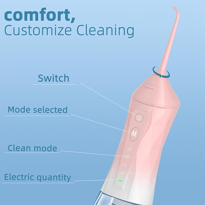 Water flosser+Electric Toothbrush Combination Set -5-Speed Sonic Electric Toothbrush, 4-Speed Portable Water flosser, Super Waterproof, a Great Gift for Friends (Pink)