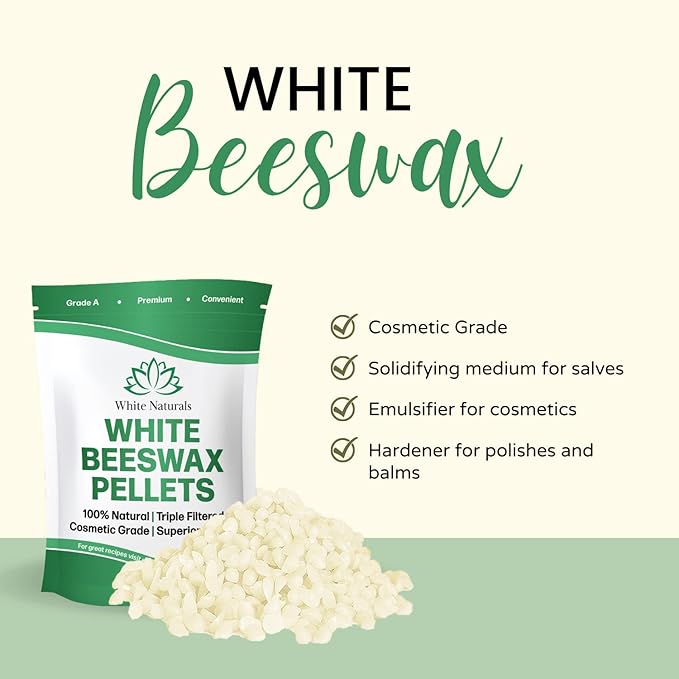 White Beeswax Pellets 8 oz, Pure, Naturals