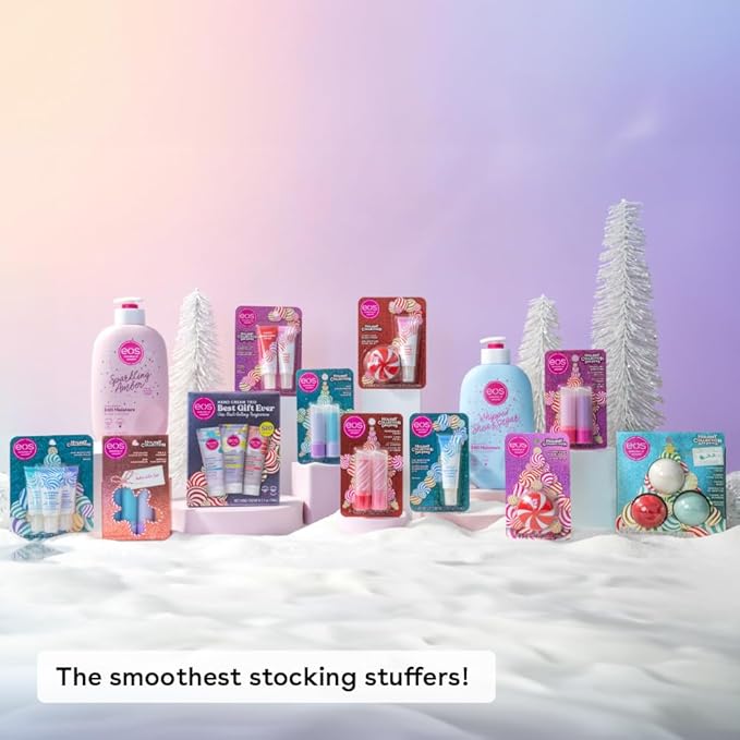 eos Holiday Lip Balm Gift Set- Peppermint Twist, Candy Cane Swirl & Sweet Mint, Limited-Edition Skincare, Stocking Stuffers, 0.25 oz, 3-Pack