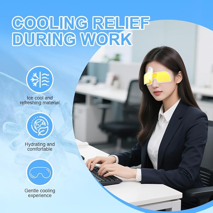 fanqibaaty Cooling Hydrogel Eye Mask Patches for Puffy Eyes & Eye Fatigue Relief, Lutein-Infused Reusable Gel Eye Pads,10 pack