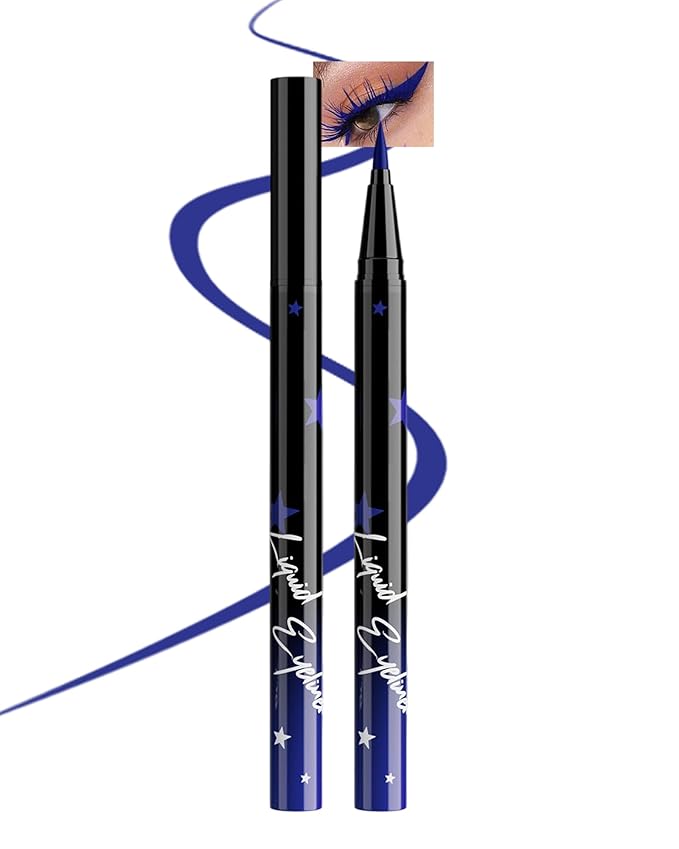 Colored Liquid Eyeliner Pen, Navy Blue Waterproof Waterline Matte Eye Liner Pencil, High Pigmented Long Lasting Quick Drying Colorful Eyeliner Pencils for Women, Valentine’s Day Eye Makeup Gift-09