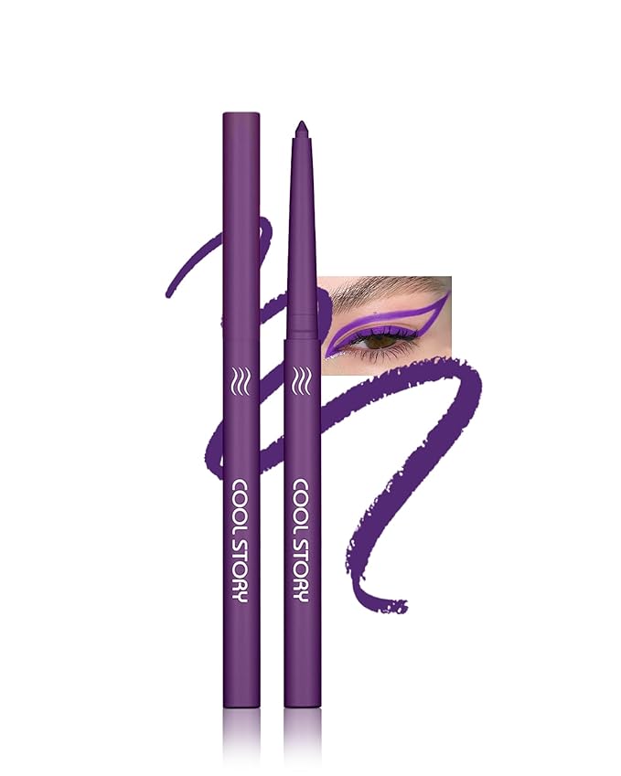 Purple Gel Eyeliner Pencil, Retractable Cream Matte Eye Liner Pencils, Waterline Eye Makeup Liners, Waterproof & Smudge Proof Eyeliner Facial Makeup Gift for Mature Women,Girls, Christmas – M09 Purple