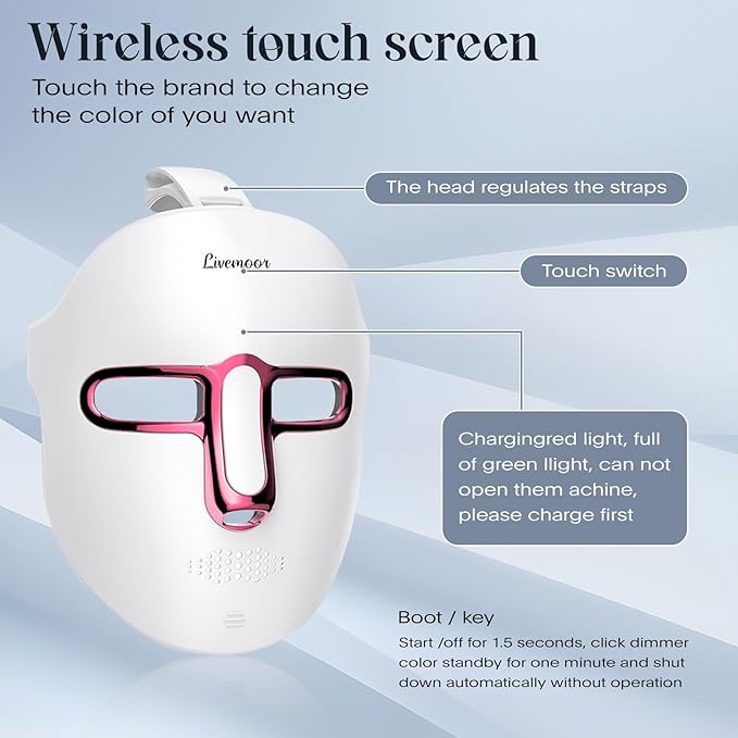 SDKWDH Red Light Therapy for Face, Led Face Mask Light Therapy, Anti-Aging Infrared Therapy for Wrinkles, Fine Lines, 7-1 Colors LED Facial Skin Care Mask
