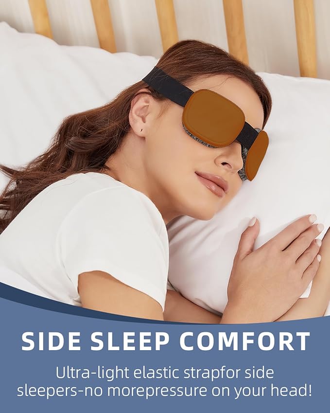 Fismool Sleep Eye Mask for Men Women, 3D Zero Intraocular Pressure Design,100% Light Blocking Sleeping,Suitable for Sleeping Mask, Exquisite Travel Storage Box（Brown）