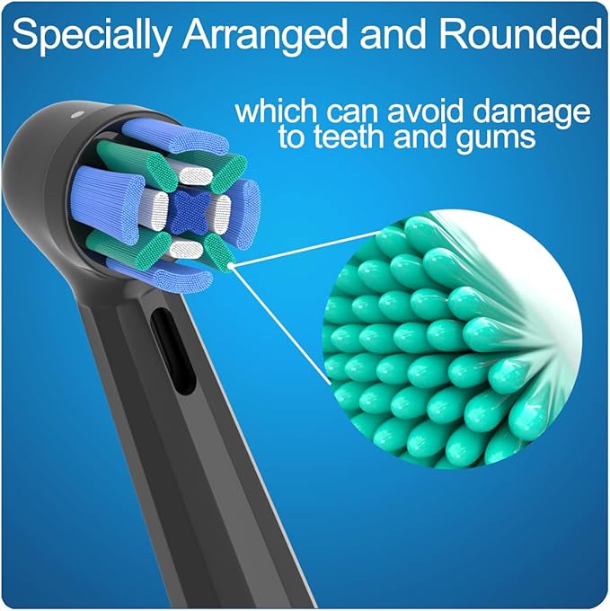 8 Pack Replacement Heads Compatible with Oral B iO Toothbrushes, Brush Heads for Oral-B iO 2/3/4/5/6/7/8/9/10/7G Series, with Covers, Black