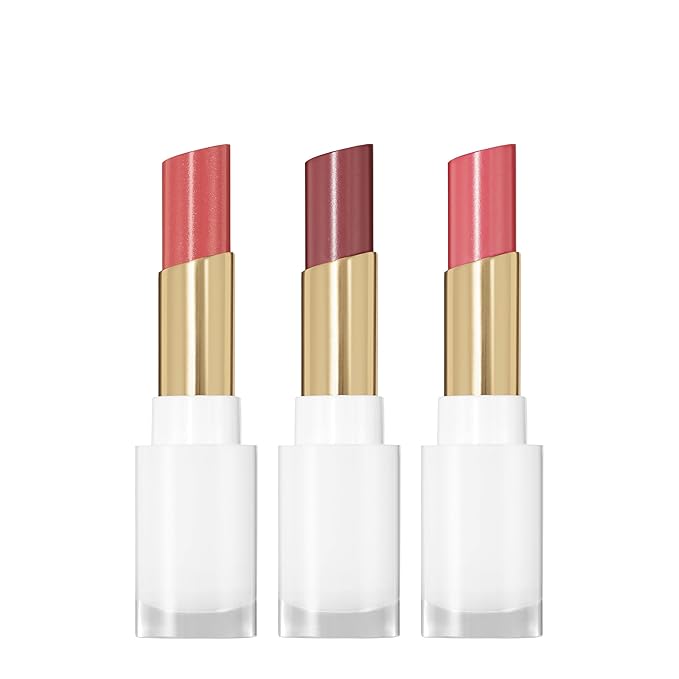 REVLON Super Lustrous Glass Shine Balm Gift Set, 3-Piece, Lipstick Multipack, Hydrating Tinted, Sheer Glossy Finish, 003 Honey Shine, 008 Rum Raisin, 006 Girly Swirly