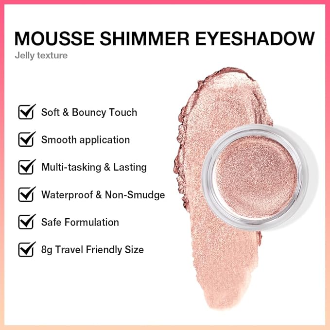 Champagne Glow Cream Shimmer Eyeshadow –Champagne Beige Pearl Eye Shadow, Brightening Glitter Shade, Waterproof Long-Lasting Crease-Proof Single Eyeshadow for Natural Everyday & Soft Glam Eye Makeup 8