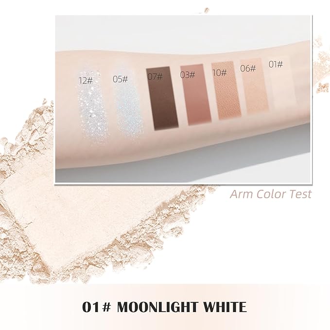 Single Matte Eyeshadow Palette, Moonlight White Eye Shadow Makeup for Women, Smooth Eye-Shadow Powder with Lightweight & Blendable Formula for Daily Eye Shadow Palette Fairy Makeup #01
