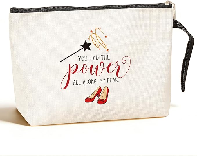 Jztco Inspirational Gifts for Women Her Wi-zard of OZ Gifts Ruby Fans Gift The Power Bag Encouragement Birthday Gifts for Women Her Girls Friend Sister You Had The Power All Along My Dear Makeup Bag