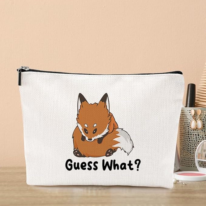 VICBOU Funny Fox Makeup Bag Fox Gifts for Girls Fox Supplies Accessories Cute Cosmetic Bag for Women Girls Animal Fox Lovers Sister Mom Best Friends Graduation Mothers Day Birthday Gifts