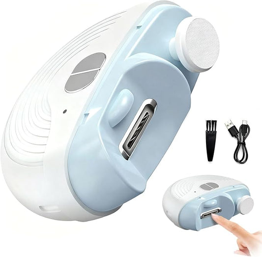 Electric Automatic Nail Clipper, Smart Electric Nail Clipper 3 Speed Settings, 2 in 1 Nail Clipper with Polishing, Manicure Set Multifunctional Nail Trimmer for Baby, Kids, Adults, Seniors (White)