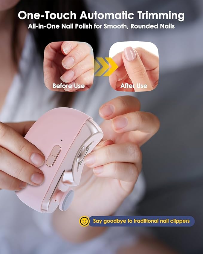 Electric Nail Clipper Upgraded 3 in 1 Automatic - with Polishing, Dust Storage & LED Light, Nail File Toenail Trimmer, Gifts for Women Men Mom Her Him Kids Adults Senior Baby Teacher Students