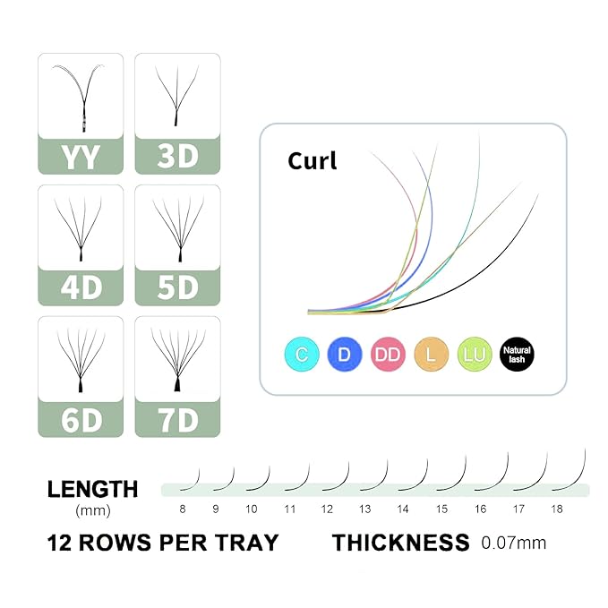 DeceMars U Shaped 6D Eyelash Extensions Premade Fan Russian Volume Crisscross Eyelashes Natural Soft Handwoven False Eye Lashes Double W Lashes Mesh Wispy Clusters (Matte Black-0.07mm-L+, 10mm)