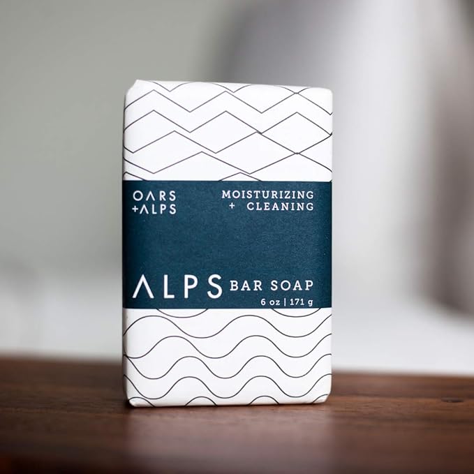 Oars + Alps Shea Butter & Jojoba Oil Exfoliating Bar Soap for Men, Deep Cleaning & Exfoliating Soap, Made with Clean Ingredients, All Skin Types, Cruelty Free, Paraben Free, Travel Size, 3pk, 6oz
